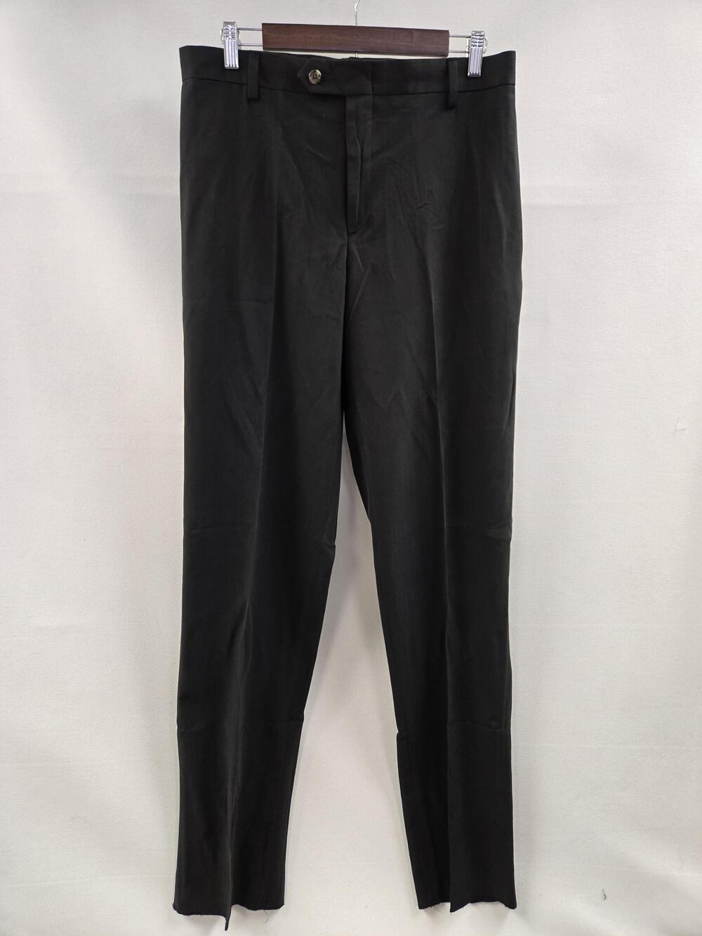 Charleston Khakis Pants Mens 32 Black Tencel Lyocell Flat Front Unhemmed Chino